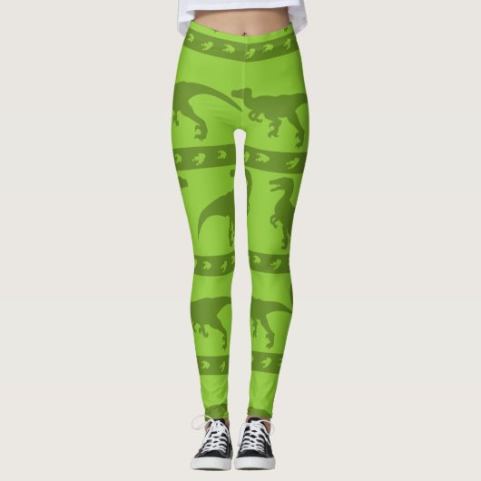 Groen Raptorpatroon Leggings (Voorkant)