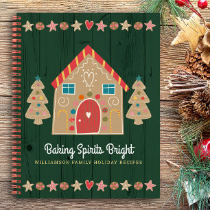 Groen receptenboek Kerststol Rustiek hout Cute Notitieboek