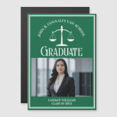 Groen recht School Foto Afstuderen Magnet Kaart (Voorkant / Achterkant)