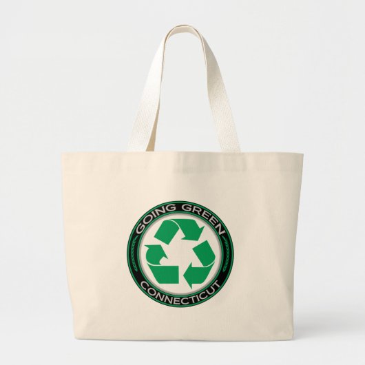 Groen Recyclen Connecticut Grote Tote Bag (Voorkant)