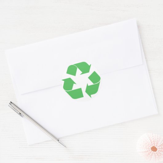 Groen recyclen ronde sticker (Envelop)