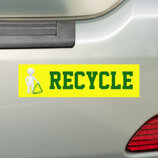 Groen Recyclen symbool en Man Bumpersticker (Op auto)