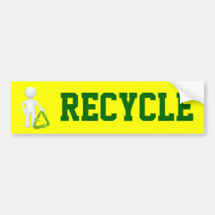 Groen Recyclen symbool en Man Bumpersticker