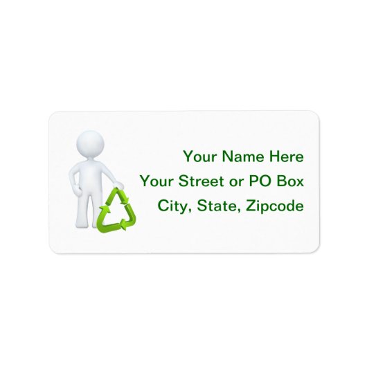 Groen Recyclen symbool en Man Etiket (Voorkant)