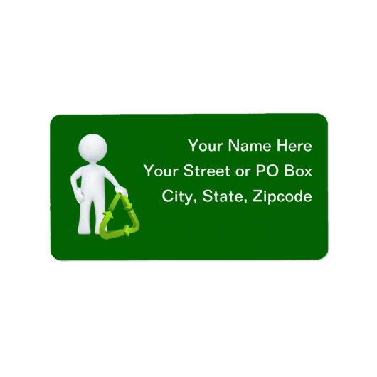 Groen Recyclen symbool en Man Etiket (Voorkant)