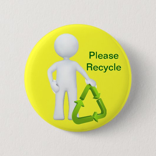 Groen Recyclen symbool en Man Ronde Button 5,7 Cm (Voorkant)