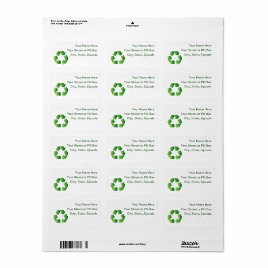 Groen Recyclen symbool Etiket (Full Sheet)