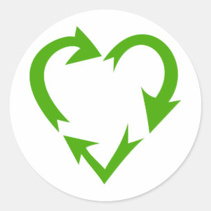 Groen Recycling Hart Ronde Sticker