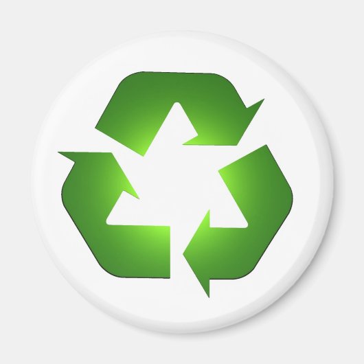Groen recyclingpictogram in 3D Magneet (Voorkant)