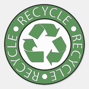 Groen recyclingsymbool ga naar groene aarde dag ec ronde sticker