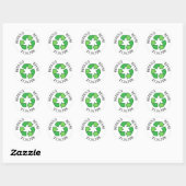 Groen recyclingsymbool, minder hergebruik recyclen ronde sticker (Vel)