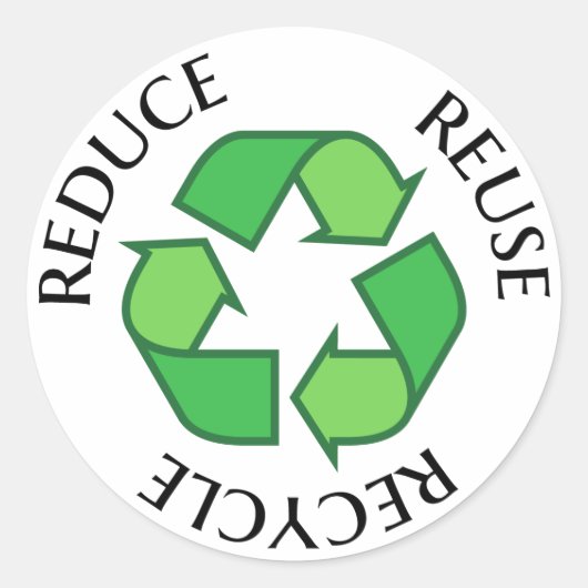 Groen recyclingsymbool, minder hergebruik recyclen ronde sticker (Voorkant)