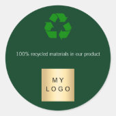 Groen recyclingsymbool productbedrijf logo ronde sticker (Voorkant)