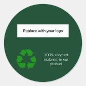 Groen recyclingsymbool productbedrijf logo ronde sticker (Voorkant)