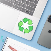Groen recyclingsymbool sticker (Laptop met iPhone)