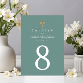 Groen Religieus Kruis Jongen Doop Kaart