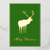 Groen rendier Elegant Goud Folie Feestdagenkaart (Voorkant)