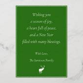 Groen rendier Elegant Goud Folie Feestdagenkaart (Achterkant)