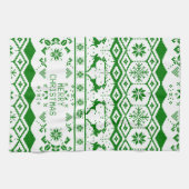 Groen rendier gebreid patroon witte achtergrond theedoek (Horizontaal)