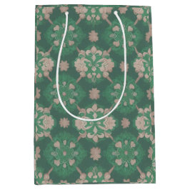 Groen Repetitief Victoriaans Stijlontwerp Medium Cadeauzakje