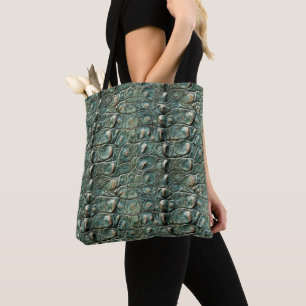 Groen Reptiel Huidpatroon Tote Bag