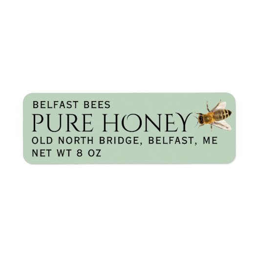 Groen retouradres Honing Label met Bee (Voorkant)