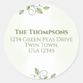 Groen retouradres Schattigee bladeren Aangepast Ronde Sticker (Voorkant)