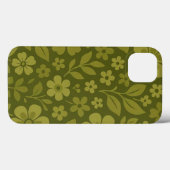 Groen Retro Bloemmotief iPhone Hoesje (Achterkant (horizontaal))