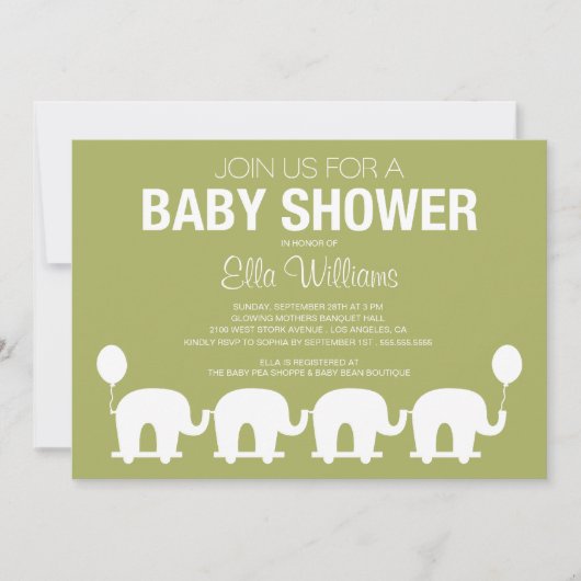 GROEN RETRO CIRCUS | BABY SHOWER INVITATIE KAART (Voorkant)