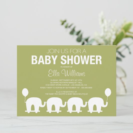 GROEN RETRO CIRCUS | BABY SHOWER INVITATIE KAART (Staand voorkant)