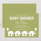 GROEN RETRO CIRCUS | BABY SHOWER INVITATIE KAART (Voorkant / Achterkant)