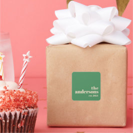 Groen Retro modern minimalistisch Vierkante Sticker