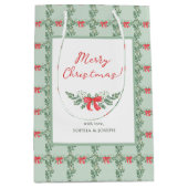 Groen Retro vakantiepatroon Medium Cadeauzakje (Voorkant)