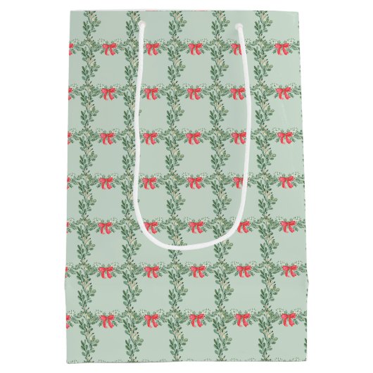 Groen Retro vakantiepatroon Medium Cadeauzakje (Achterkant)