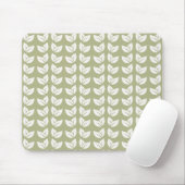 Groen Retro  Y2K Bladpatroon Muismat (Met muis)