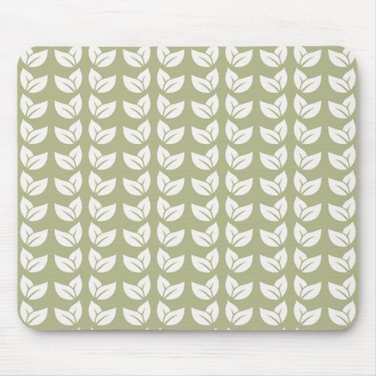 Groen Retro  Y2K Bladpatroon Muismat (Voorkant)
