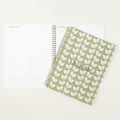 Groen Retro Y2K Bladpatroon Planner (Display)