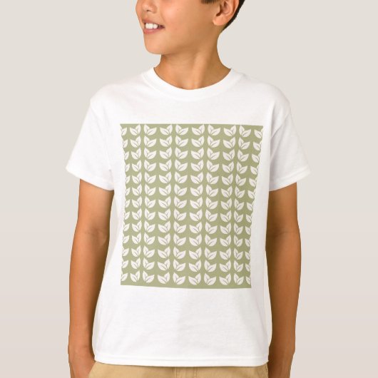 Groen Retro Y2K Bladpatroon T-shirt (Voorkant)