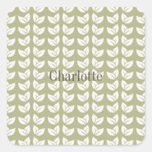 Groen Retro  Y2K Bladpatroon