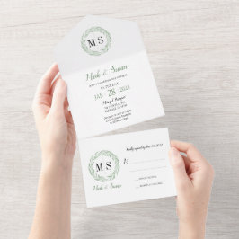 Groen reuzenmonogram in één uitnodiging