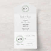 Groen reuzenmonogram in één uitnodiging (Binnen)