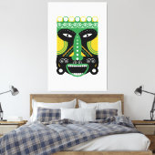 Groen ritueel masker canvas afdruk (Insitu (Slaapkamer))