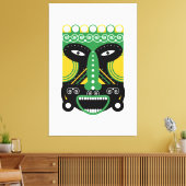 Groen ritueel masker canvas afdruk (Insitu (Woonkamer))