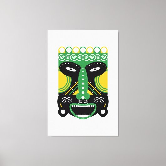 Groen ritueel masker canvas afdruk (Voorkant)