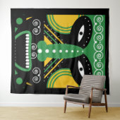 Groen ritueel tribaal wandkleed (In Situ (horizontaal))