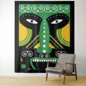 Groen ritueel tribaal wandkleed (In situ)