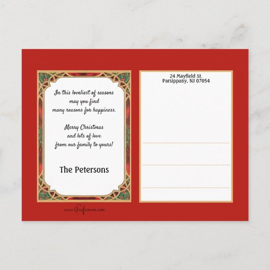  Groen-Robed Santa in Snow Briefkaart (Achterkant)