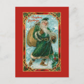  Groen-Robed Santa in Snow Briefkaart (Voorkant)