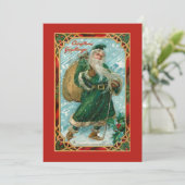  Groen-Robed Santa in Snow Feestdagenkaart (Staand voorkant)
