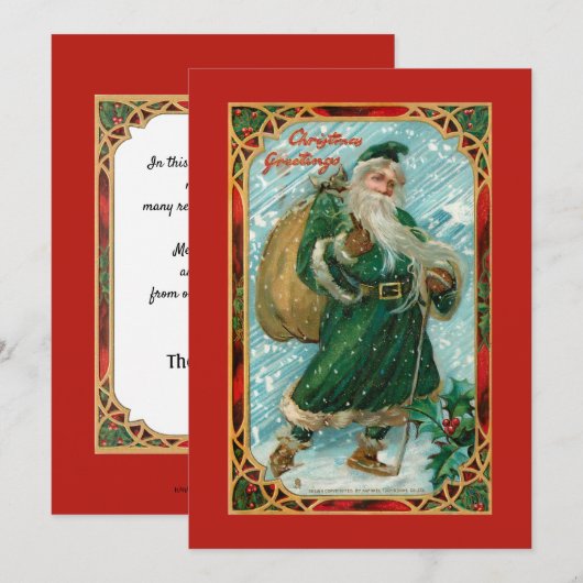 Groen-Robed Santa in Snow Feestdagenkaart (Voorkant / Achterkant)